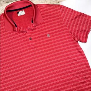 IZOD Golf Polo Shirt Men's Large Red Striped Short Sleeve Performance S2017 L